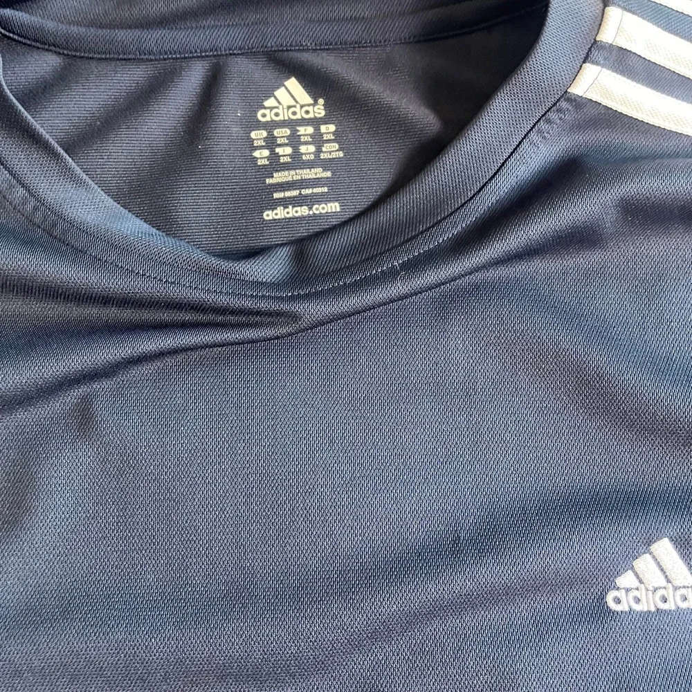 Adidas Active 360 Mens 2XL‎ Navy Blue 3-Stripe Performance Training T-Shirt